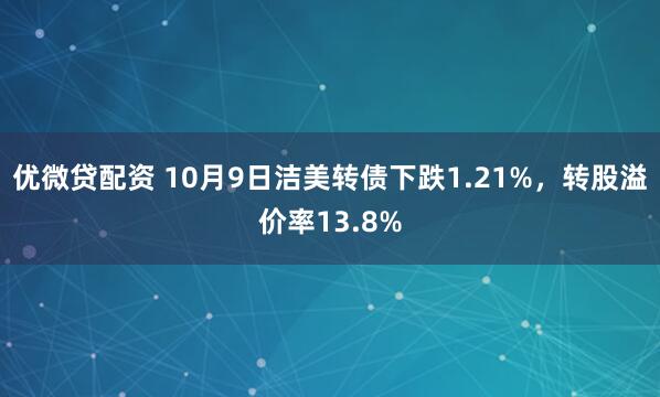 优微贷配资 10月9日洁美转债下跌1.21%，转股溢价率13.8%